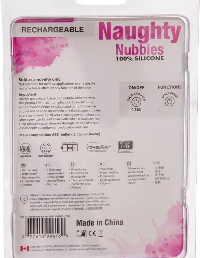 Naughty Nubbies - Rechargeable Silicone Massager - Pink