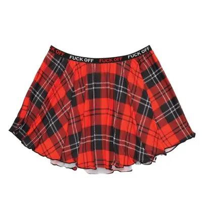 F*Ck Off Plaid Skirt - Red Plaid - L/xl