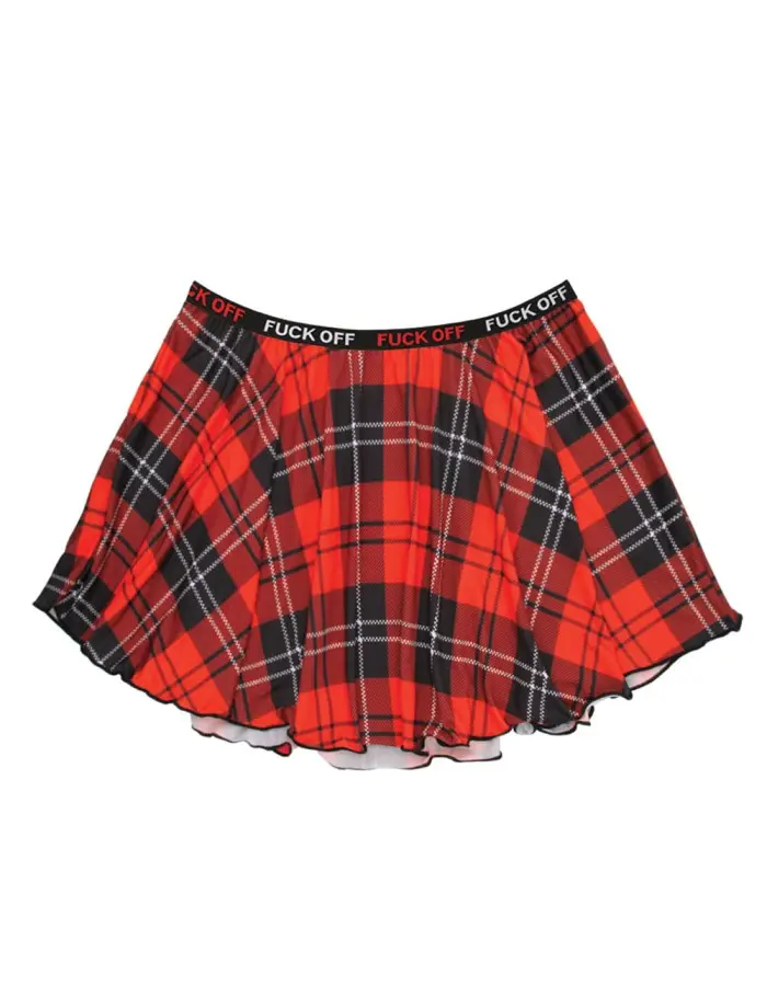 F*Ck Off Plaid Skirt - Red Plaid - L/xl