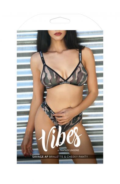 Savage Af Bralette and Cheeky Panty - Forest Camo - M/l