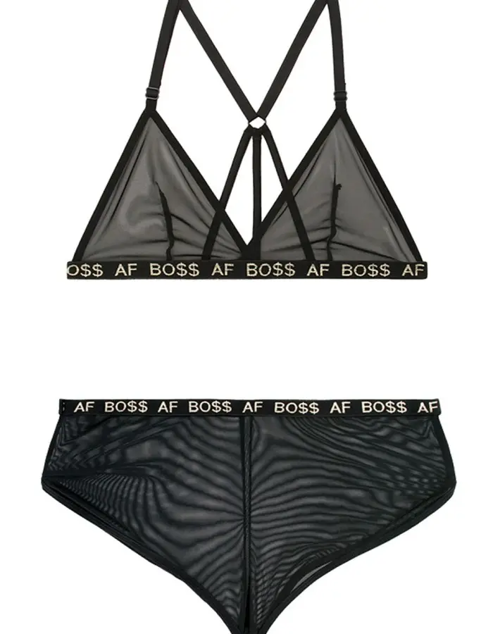 Boss Af Bralette and Shorts Set - Black - L/xl