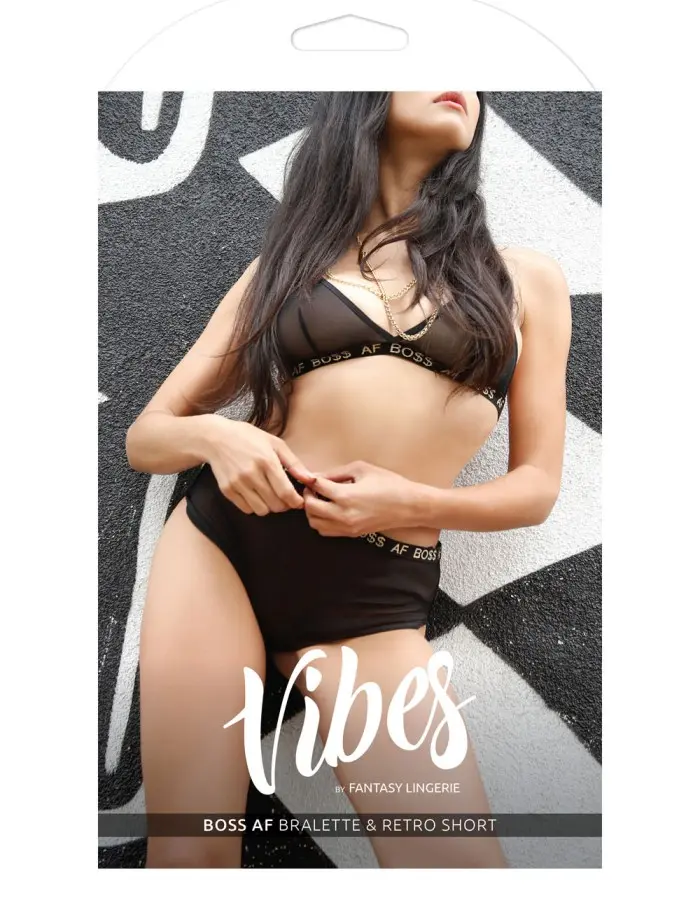 Boss Af Bralette and Shorts Set - Black - L/xl