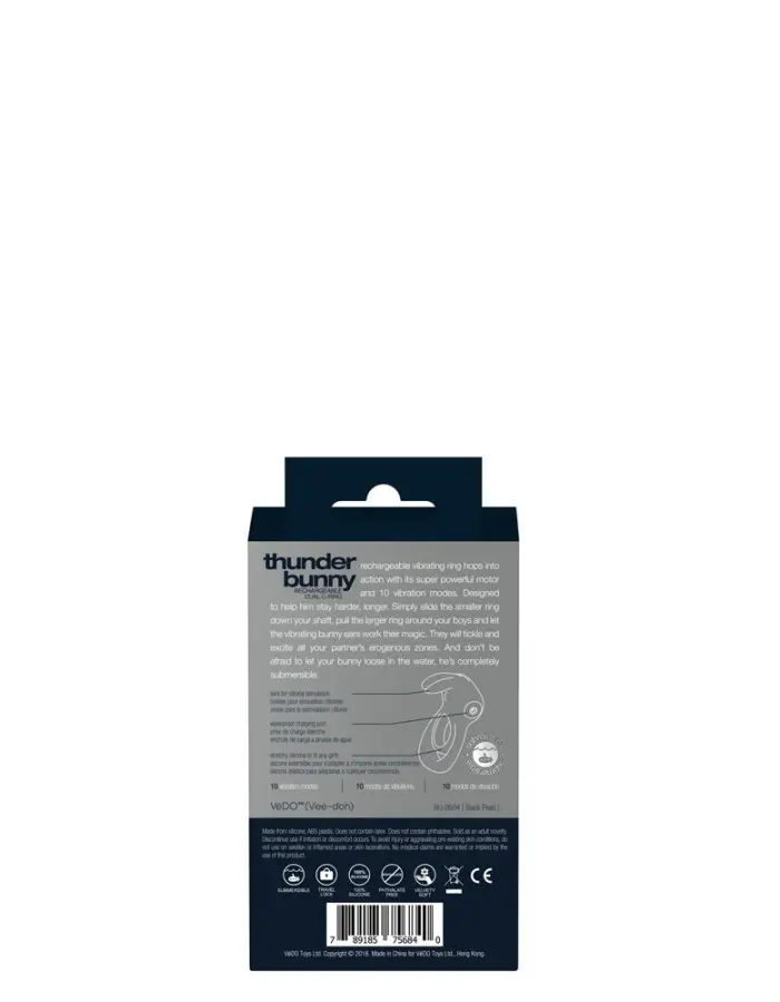Thunder Bunny Rechargeable Dual Ring - Black Pearl