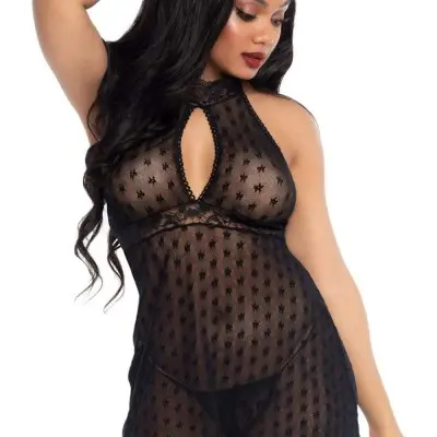 Mesh Babydoll - Black - M/l