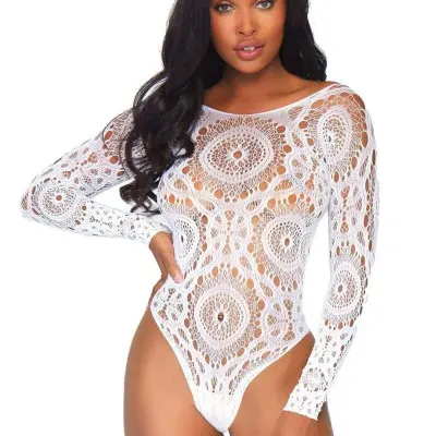 Thong Back Teddy - White - S/m