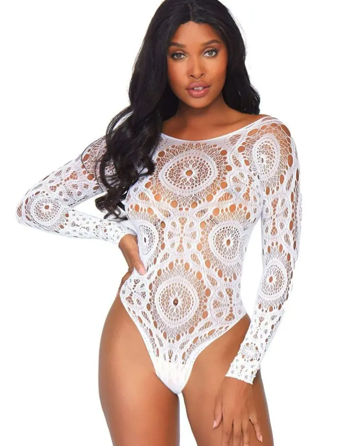 Thong Back Teddy - White - S/m