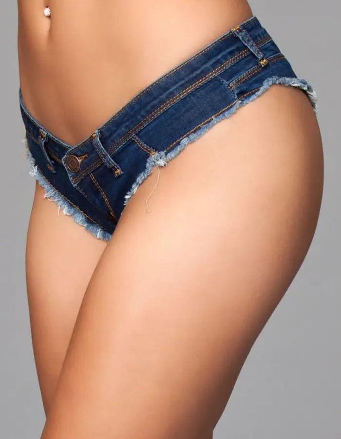 Buns Out Cheeky Shorts - Dark Wash - Large