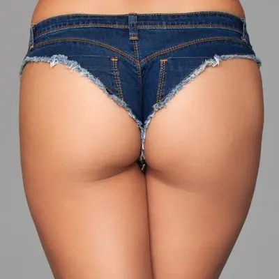 Buns Out Cheeky Shorts - Dark Wash - Large