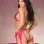 Bra Top and Open Panty With Garter - Hot Pink - One Size