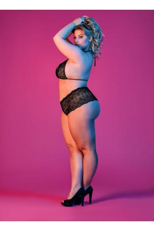 Sexy Time Triangle Bra and Cheeky Short Set - Black - 1x-3x