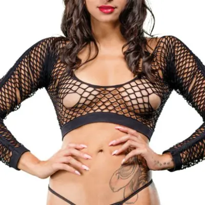 Mixed Hole Design Crotchless Leggings - One Size - Black