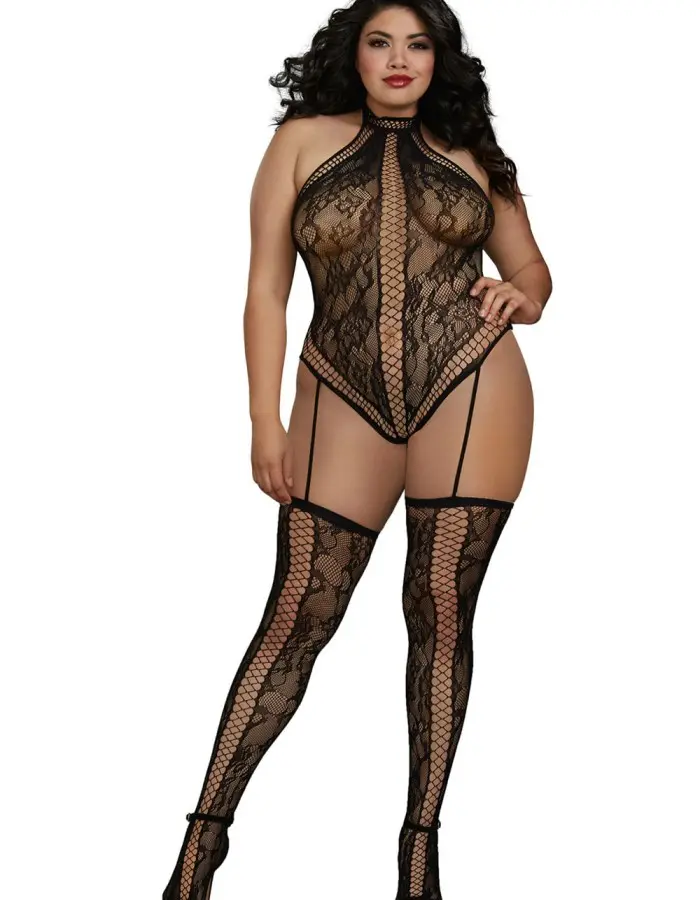 Teddy Bodystocking - Queen Size - Black