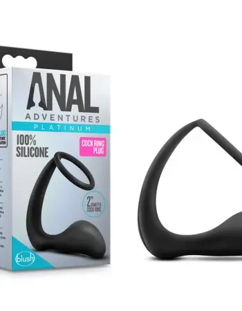 Anal Adventures - Platinum - Cock Ring Plug - Black