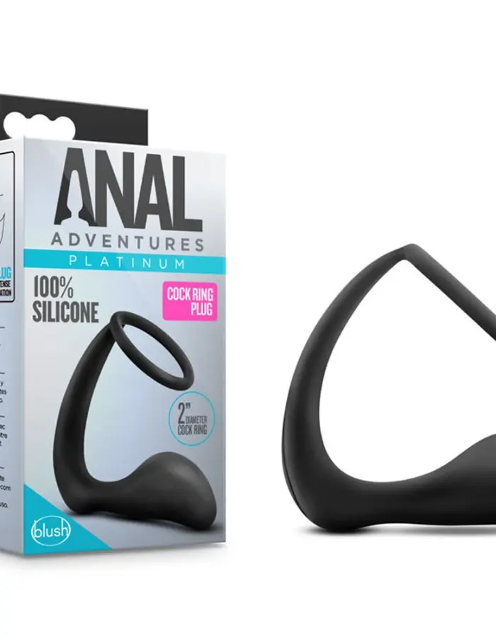 Anal Adventures - Platinum - Cock Ring Plug - Black