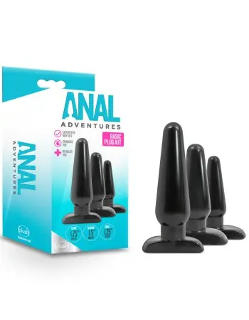 Anal Adventures - Basic Plug Kit - Black