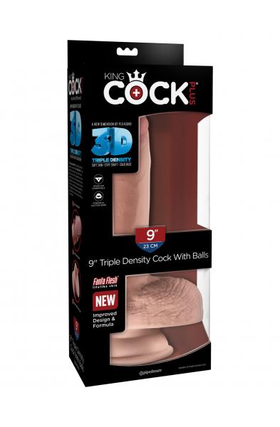 King Cock Plus Triple Density 9" Cock With Balls - Flesh