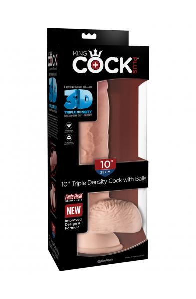 King Cock Plus Triple Density 10 Inch Cock With Balls - Flesh