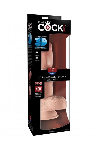 King Cock Plus Triple Density 10 Inch Fat Cock With Balls - Flesh