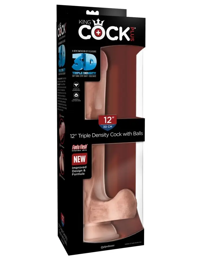King Cock Plus Triple Density 12 Inch Cock With Balls - Flesh