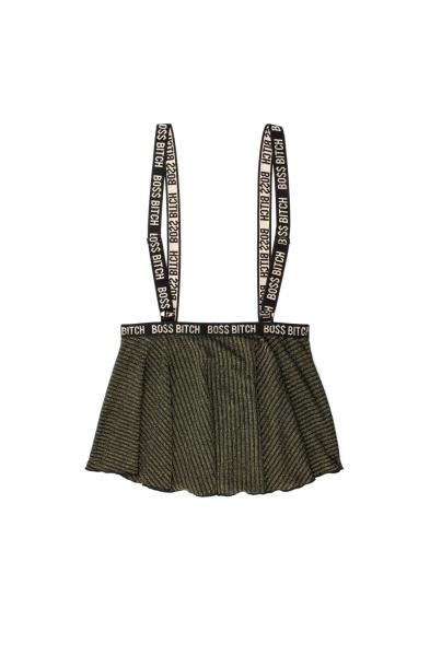 Boss Bitch Suspender Skirt - Skirt Only -  Black/gold - L/xl