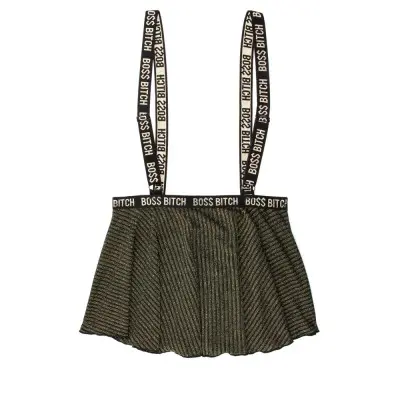 Boss Bitch Suspender Skirt - Skirt Only -  Black/gold - M/l