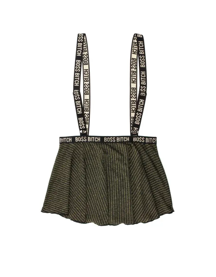 Boss Bitch Suspender Skirt - Skirt Only -  Black/gold - M/l