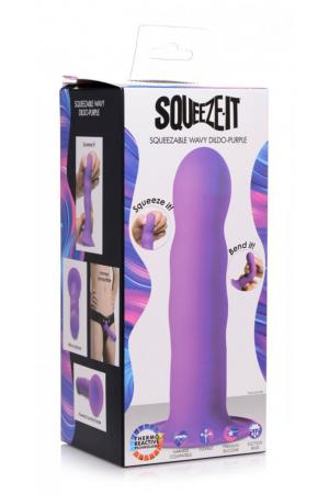 Squeeze It Squeezable Wavy Dildo - Purple