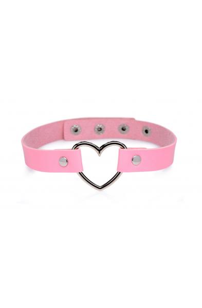 Dark Heart Chrome Heart Choker - Pink