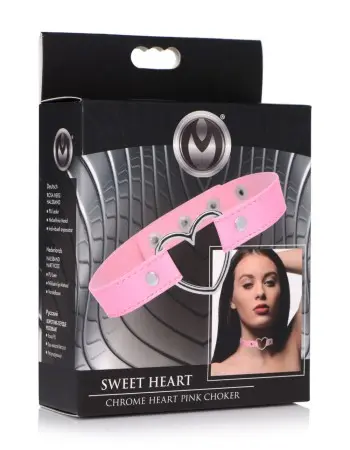 Dark Heart Chrome Heart Choker - Pink