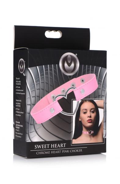 Dark Heart Chrome Heart Choker - Pink