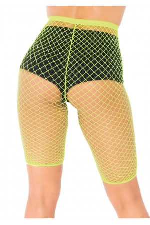 Industrial Fishnet Biker Shorts - One Size - Neon Yellow