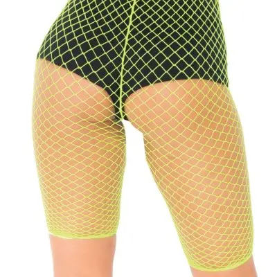 Industrial Fishnet Biker Shorts - One Size - Neon Yellow