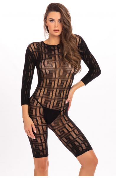 Exotic Geometry Bodystocking - Black - M/l