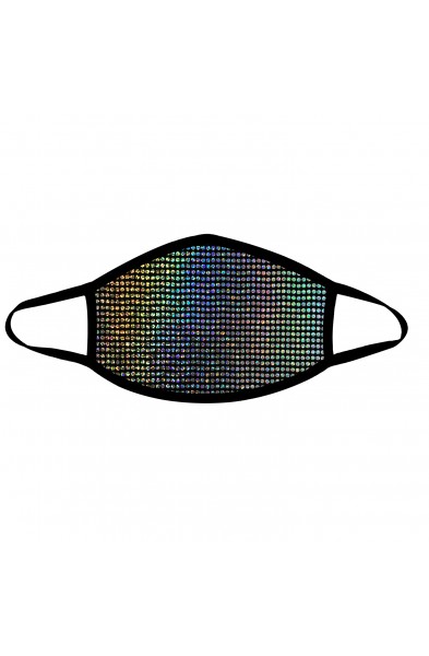 Disco Robot Holographic Face Mask With Black Trim