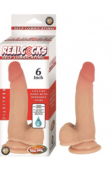 Realcocks Self Lubricating Dong - 6 Inch - Flesh