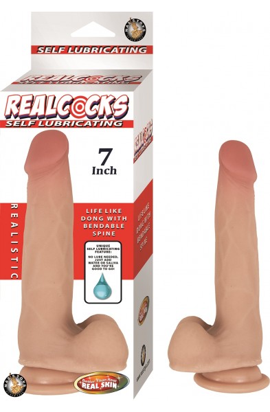 Realcocks Self Lubricating Dong - 7 Inch - Flesh