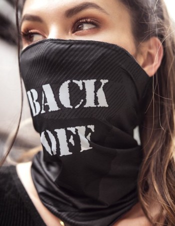 Face/ Neck Bandana - Back Off - Black Print -  One Size