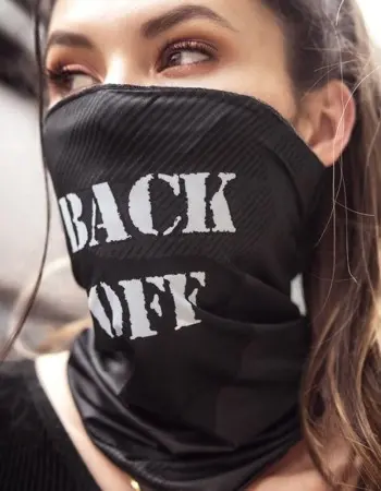 Face/ Neck Bandana - Back Off - Black Print -  One Size