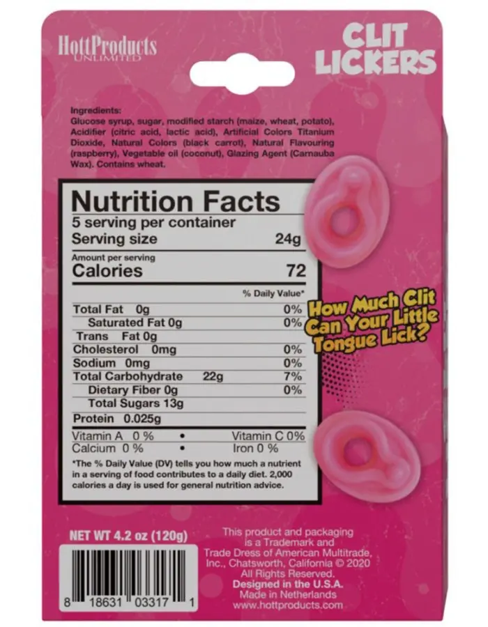 Clit Lickers Gummies Raspberry Flavors 4.2oz