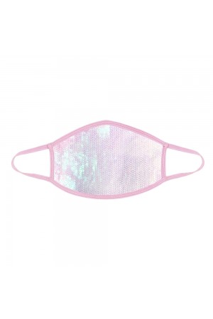 Ballet Sorbet White Sequin Dust Mask With Pastel Pink Trim