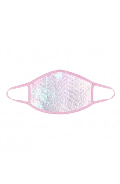 Ballet Sorbet White Sequin Dust Mask With Pastel Pink Trim