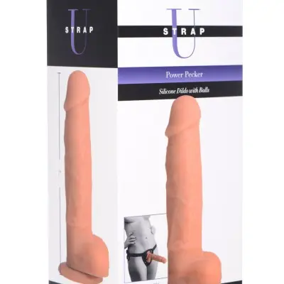 Power Pecker 7 Inch Silicone Dildo With Balls - Flesh