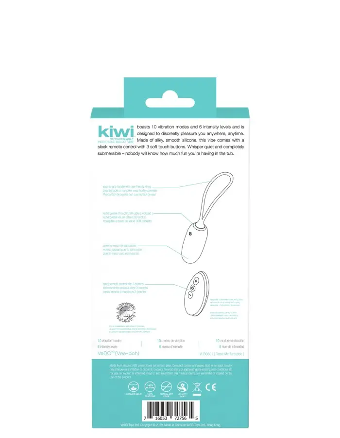 Kiwi Rechargeable Insertable Bullet - Tease Me Turquoise