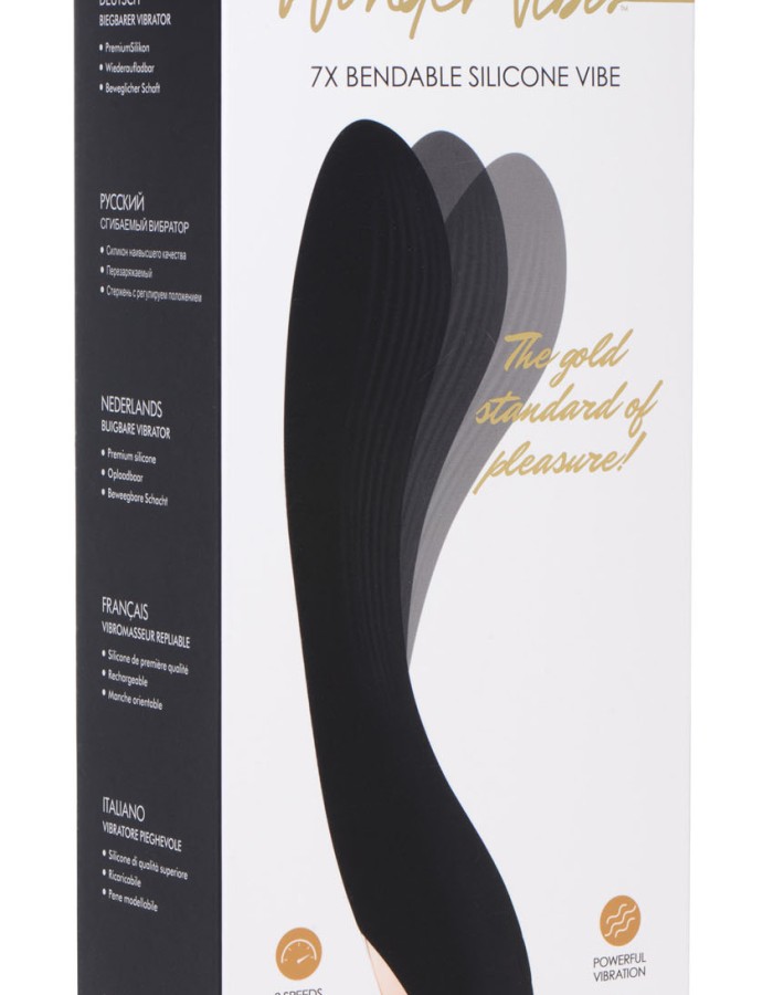 7x Bendable Silicone Vibrator - Black