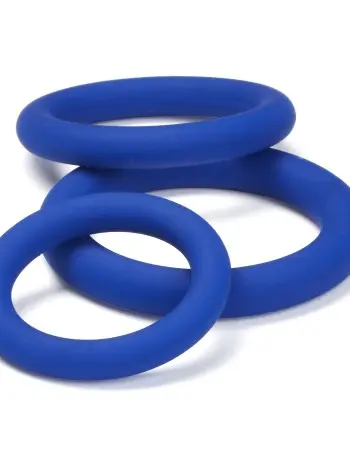 Pro Sensual Silicone Cock Ring 3 Pack - Blue
