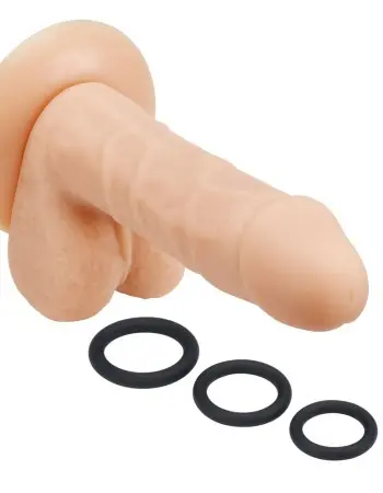 Pro Sensual Premium Silicone 6 Inch Dong With 3 Cockrings - Flesh