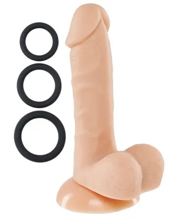 Pro Sensual Premium Silicone 6 Inch Dong With 3 Cockrings - Flesh