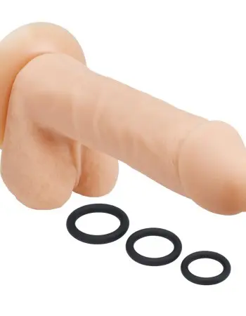 Pro Sensual Premium Silicone 8 Inch Dong With 3 Cockrings - Flesh