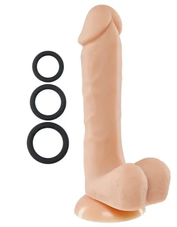 Pro Sensual Premium Silicone 8 Inch Dong With 3 Cockrings - Flesh