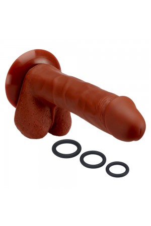 Pro Sensual Premium Silicone 8 Inch Dong With 3  Cockrings - Brown